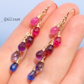 My Wild Dream Earrings – Multi Gemstone Colorful Rainbow Earrings Wire Wrapped in Gold Filled
