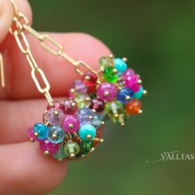 The Confetti Earrings – Semi Precious Gemstone Earrings, Colorful Gemstone Chain Earrings