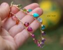 Rainbow Precious Gemstone Bracelet, Multi Stone Chain Bracelet