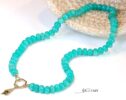 Solid Gold 14K Silk Knotted Amazonite Necklace with a Shell Charm