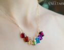 Rainbow Gemstone Necklace with Colorful Precious Stones