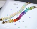 Solid Gold 14K Silk Knotted Ethiopian Opal Rainbow Bracelet, Half Opal Half Rainbow Bracelet