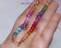Solid Gold 14K Silk Knotted Pastel and Rainbow Bracelet, Half Pastel Half Rainbow Bracelet