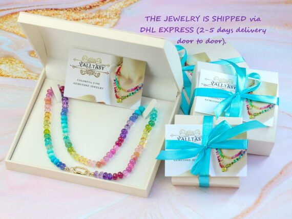 Solid Gold 14K Silk Knotted Rainbow Bracelet, Genuine Multi Gemstone Colorful Bracelet