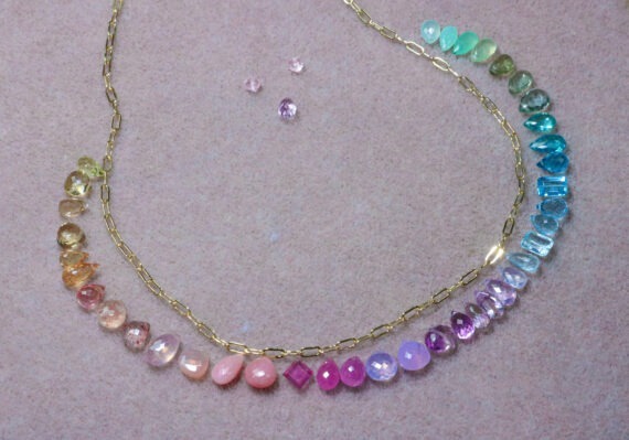 Multi Gemstone Pastel Necklace in Gold Filled