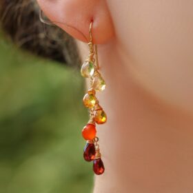 The Sunset Earrings – Multi Gemstone Orange Red Drop Colorful Earrings