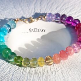 The Unicorn Bracelet – Solid Gold 14K Silk Knotted Unicorn Colorful Bracelet, Multi Gemstone Bracelet in a Vivid Rainbow