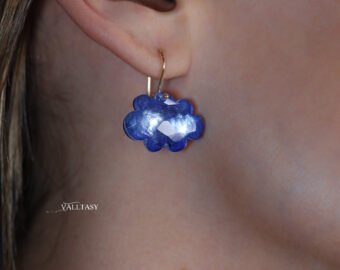 Solid Gold 14K Cloud Moonstone Earrings, Unique Earrings Design - Valltasy